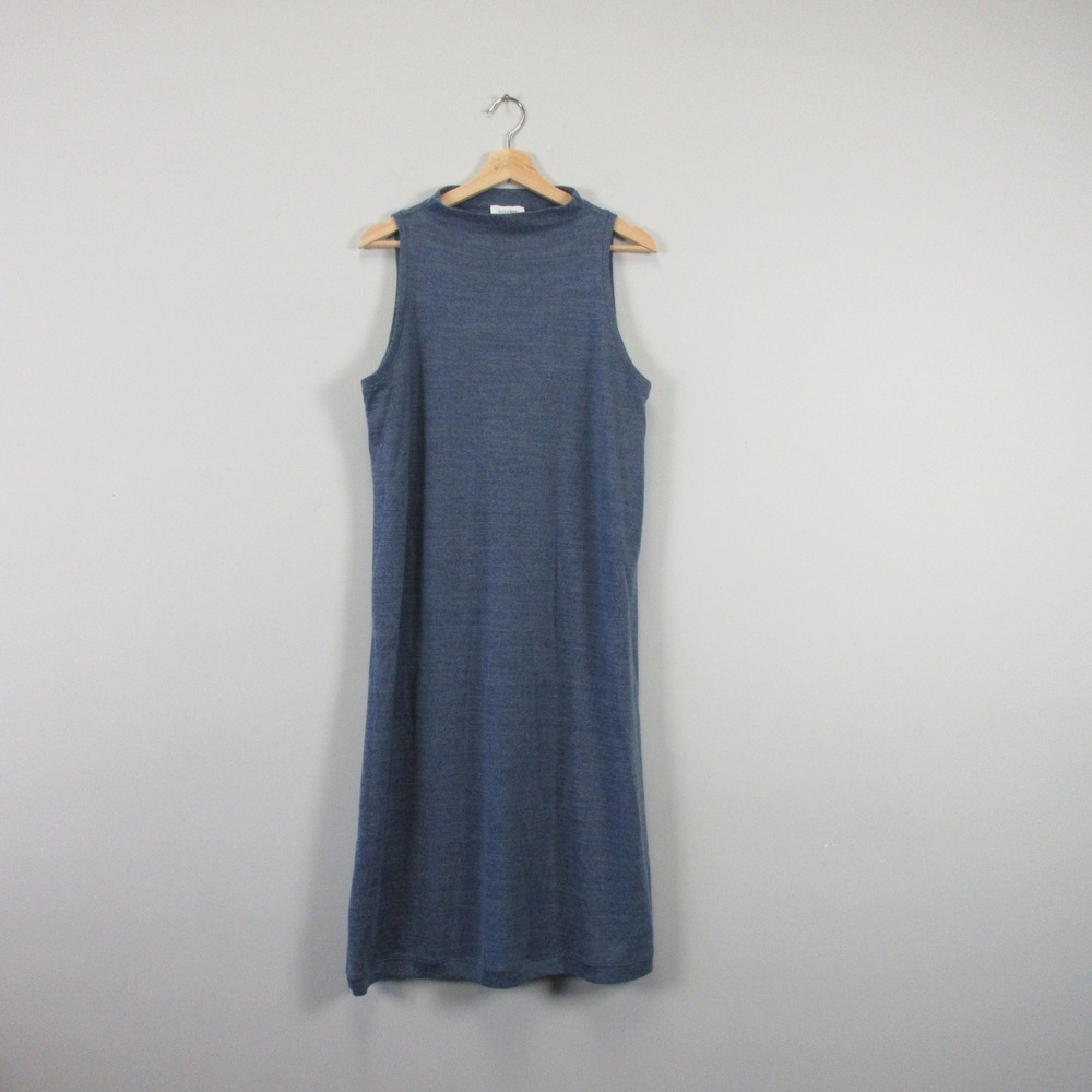 Haven Well Within Knit Tank Midi Dress M Blue Mock Neck Loungewear Casual 376